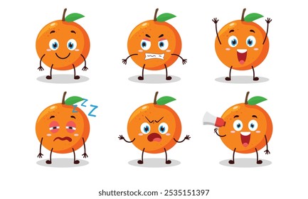 funny orange cartoon with many expressions design illustration