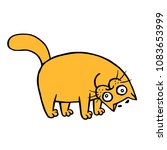 Funny orange cat playing and tilted his head. Vector illustration. Cute cartoon pet