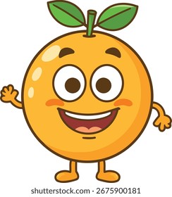 Funny Orange Character Vector | Cute Cartoon Fruit Illustration