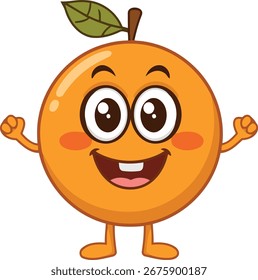 Vector de personaje naranja divertido | Ilustración linda de la fruta de la historieta
