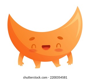 Funny Orange Crescent als Geometrisches Shape-Zeichen mit lächelnder Gesichtsausdruck-Vektorgrafik