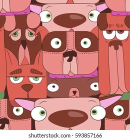 Funny orange dogs. Dogs seamless vector pattern for wallpaper, web page background, textile design, graphic design and children goods.