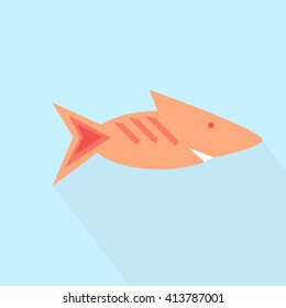 funny orange flat fish with long shadow