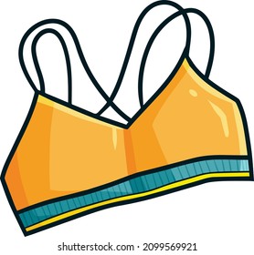 Funny orange green sport bra in cartoon style