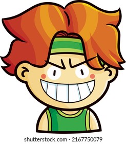 Funny orange hair male portrait cartoon illustration