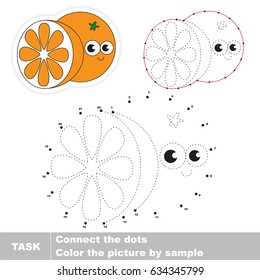 Funny Orange and Half Slice. Dot to dot educational game for kids.