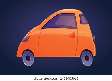 Lustiges orangefarbenes Schrägheck-Auto. Vektorgrafik isolierte Cartoon Kinder Illustration.