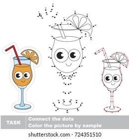 Divertido jugo de naranja. Punto a punto juego educativo para niños.