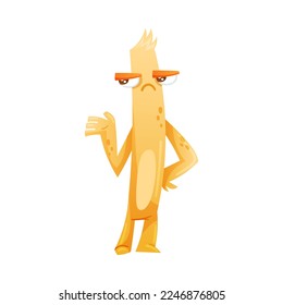 Funny Orange Monster with Grumpy Face Vector Illustration