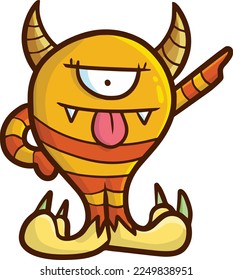 Funny orange one eye monster cartoon vector