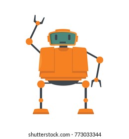 Funny orange robot. Vector illustration of cartoon robot for web isolated on white background. Object for technology design and web