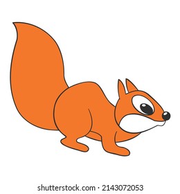 ardilla naranja graciosa, dibujo de dibujos animados sobre fondo aislado