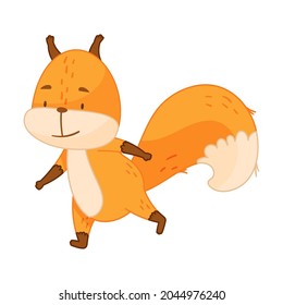 Funny Orange Squirrel Character with Bushy Tail Running Vector Illustration