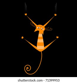 Funny orange striped cat for your design