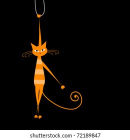Funny orange striped cat for your design