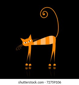 Funny orange striped cat for your design