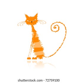 Funny orange wet cat for your design