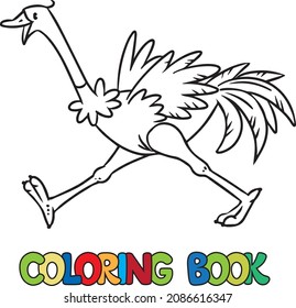 Funny ostrich. Farm animals coloring book series