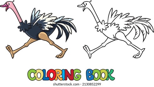 Funny ostrich. Farm animals coloring book series