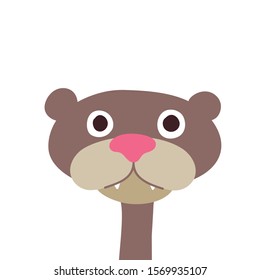 Funny otter in cartoon style. Children vector animal illustration.
