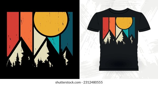 Funny Outdoor Adventure Lover Mountain Nature Retro Vintage Hiking T-shirt Design