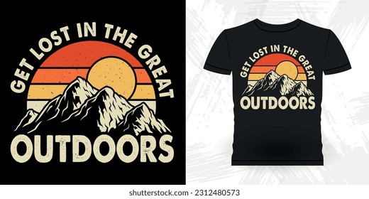 Funny Outdoor Adventure Lover Mountain Nature Retro Vintage Hiking T-shirt Design