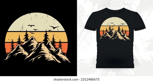 Funny Outdoor Adventure Lover Mountain Nature Retro Vintage Hiking T-shirt Design