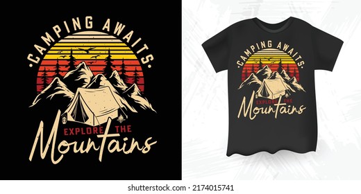 Funny Outdoor Vintage Camper Camping RV T-shirt Design