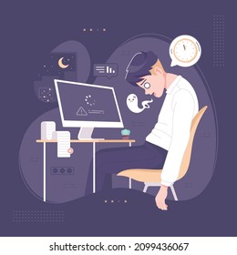 fondo de ilustración de trabajo de horas extra divertidas