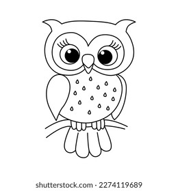 Funny owl cartoon characters vector illustration. For kids coloring book.