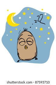 funny owl cartoon dream at night