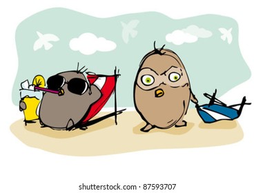 funny owl cartoon summer