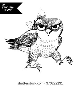 funny owl character