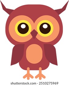 Funny owl color icon. Baby animal character