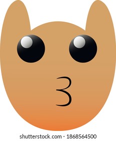 Funny owl face of a set with big eyes. Kiss Kawaii Emoji. Icons with a beautiful gradient.