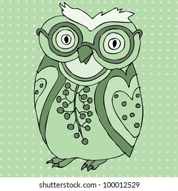 Funny owl with glasses