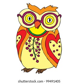 Funny owl with glasses
