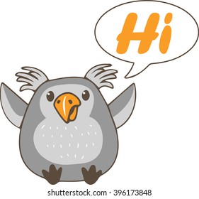 funny owl, greeting, cartoon