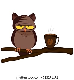 Funny owl - hard morning, with coffee