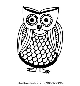 Funny owl illustration- original drawing vectorized 