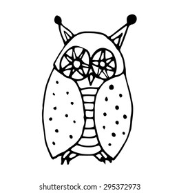 Funny owl illustration- original drawing vectorized 