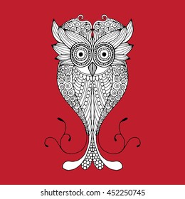 Funny owl illustration- original drawing vectorized 