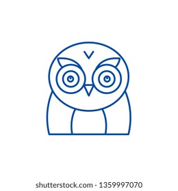 Funny owl line icon concept. Funny owl flat  vector symbol, sign, outline illustration.