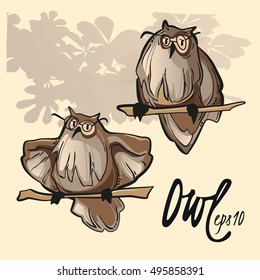 Funny owl made in cartoon style. Isolated vector illustration.