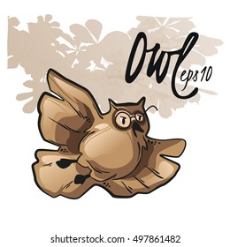 Funny owl made in cartoon style. Isolated vector illustration.