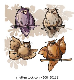 Funny owl made in cartoon style. Isolated vector illustration.