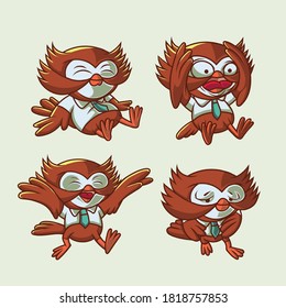 Funny owl office emotion pose