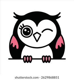 Funny owl on branch cartoon many color for spring and sweet owls a vector illustration