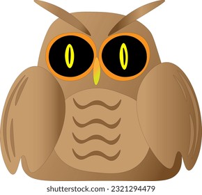 Funny owl on a white background, children's drawing.