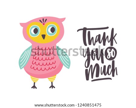 funny owl thank you much phrase stock vector royalty free thank you cursive font
